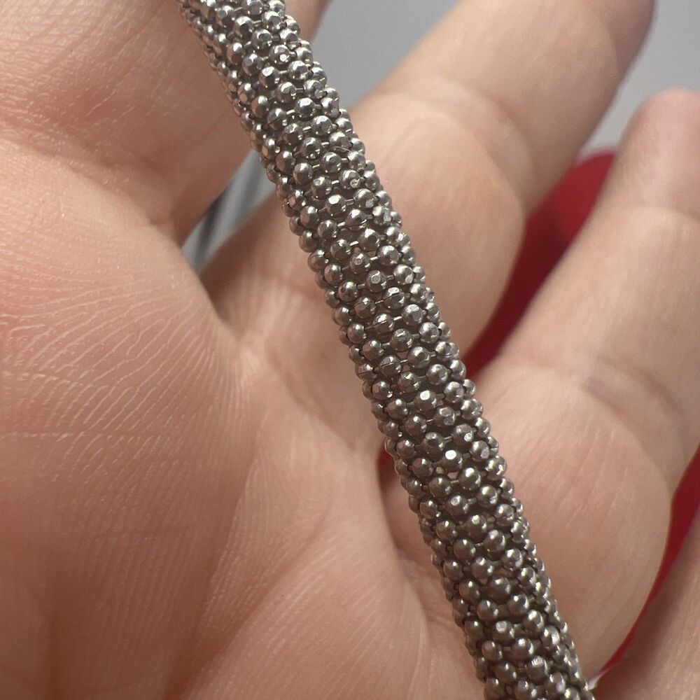 925 SILVER DIAMOND CUT BRACELET MAGNETIC 7.5" FLEXIBLE Star888AR Maker Mark - Picture 8 of 13